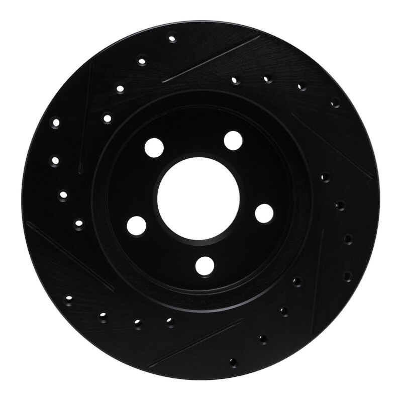 Chrysler Town & Country Brake Rotor (1) - Front Right - R1 Concepts - Drilled & Slotted - Black - `96-`00